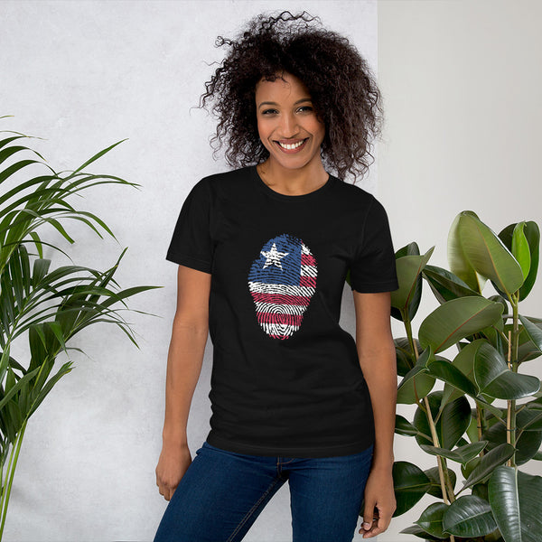 Short-Sleeve Unisex T-Shirt-LIBERIA Flag Fingerprint