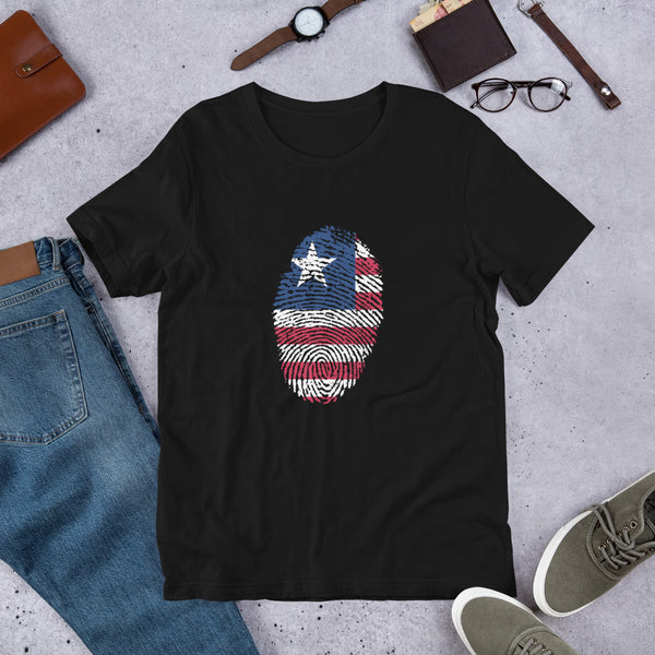 Short-Sleeve Unisex T-Shirt-LIBERIA Flag Fingerprint