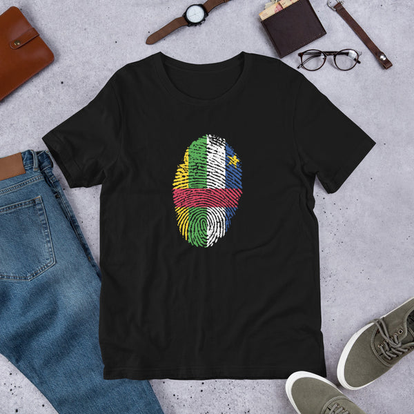 Short-Sleeve Unisex T-Shirt-CENTRAL AFRICAN REPUBLIC Flag Fingerprint